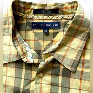 Tommy Hilfiger Vtg Button Down Long Sleeve Shirt XL Green 100% Cotton